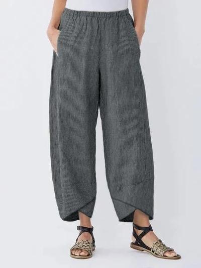 Comfysol Summer Pockets Striped Casual Capri Pants