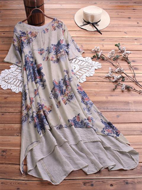 Comfysol Double layered Floral Print Maxi Dress