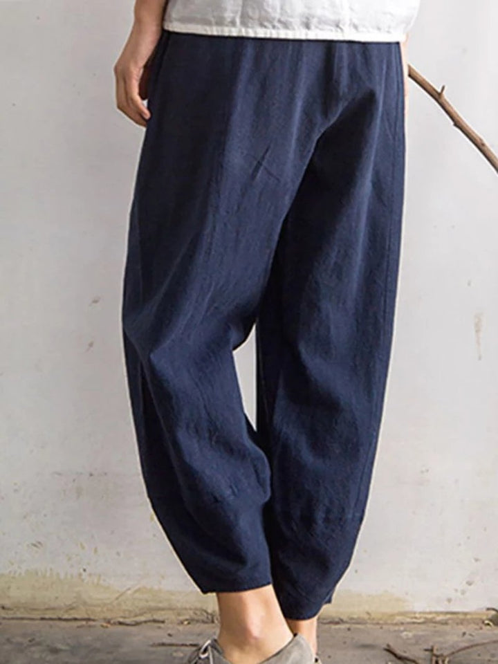 Comfysol Solid Color Pockets Casual Pants