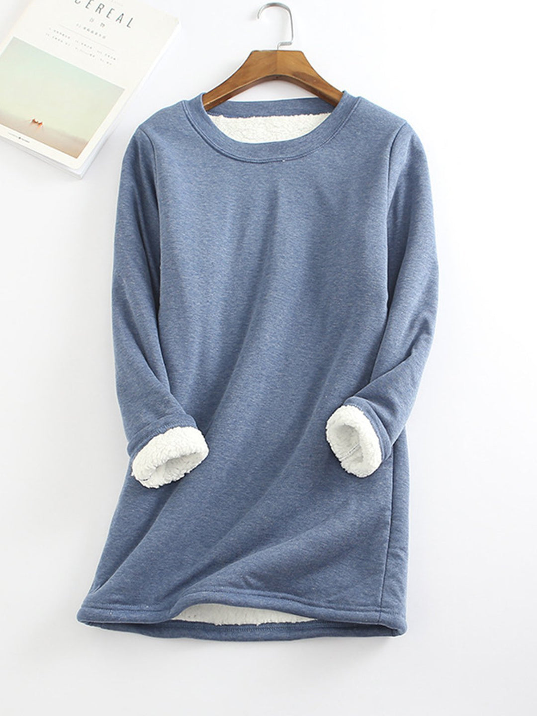 Comfysol Solid Color Round Neck Long Sleeve Warm T-shirt