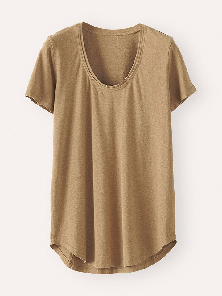 Comfysol Solid Color Round Neck Casual Blouse