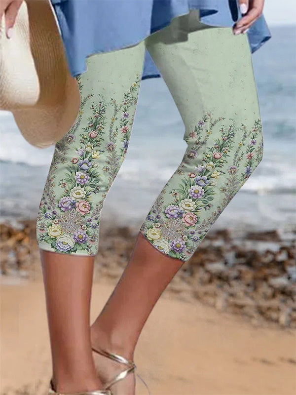 Comfysol Aqua Casual Floral Printed Legggings