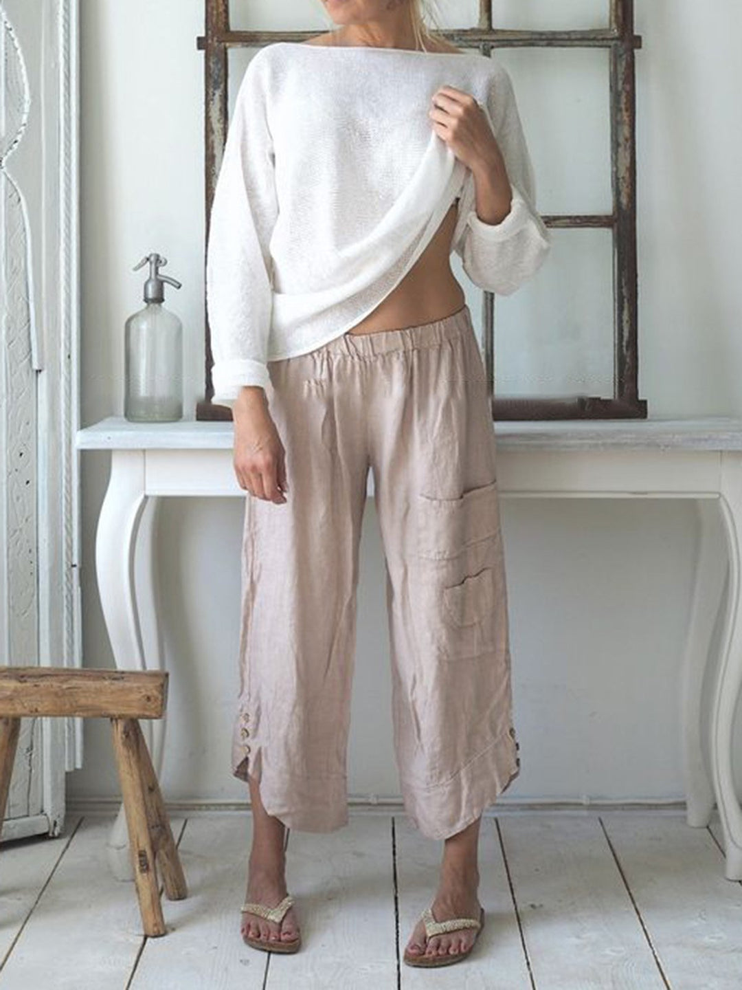 Comfysol Casual Cotton Solid Color Pants