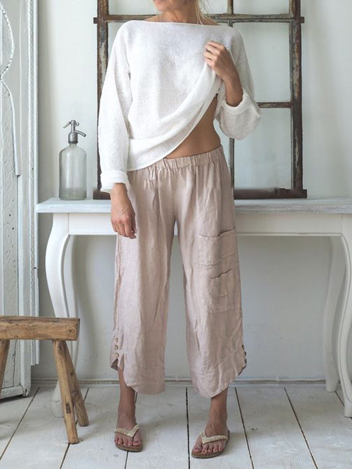 Comfysol Casual Cotton Solid Color Pants
