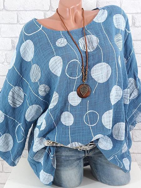 Comfysol Polka Dot Three Quarter Sleeve Casual Blouse