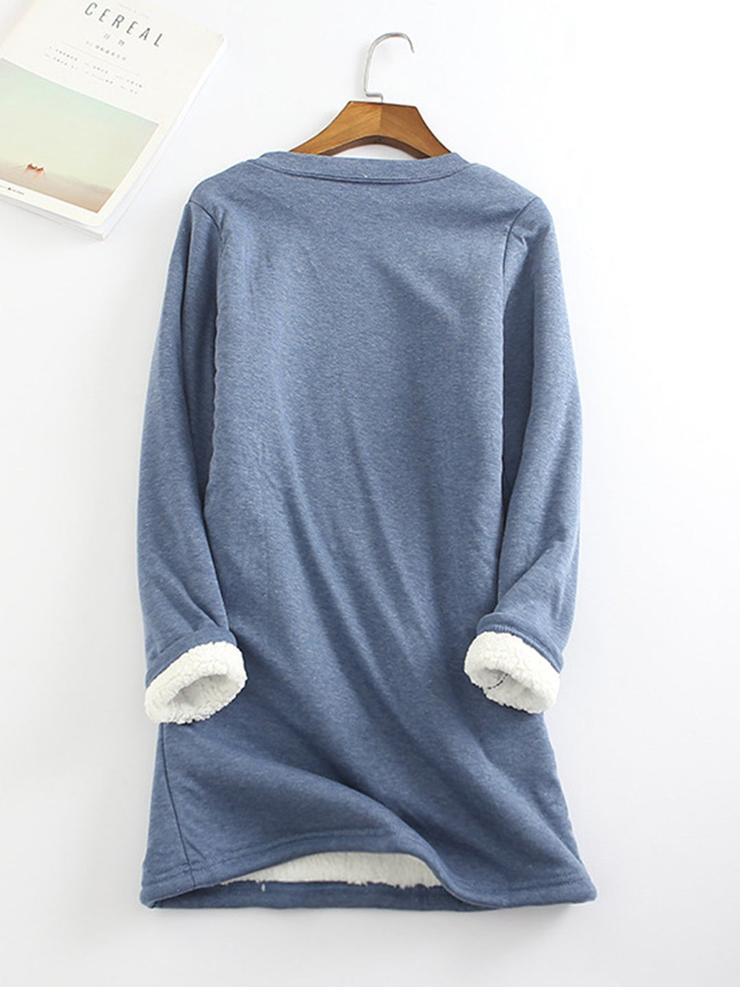 Comfysol Solid Color Round Neck Long Sleeve Warm T-shirt