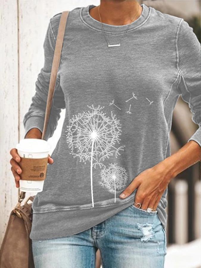 Comfysol Long Sleeve Casual Shift Plant T-shirt