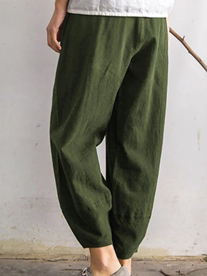 Comfysol Solid Color Pockets Casual Pants