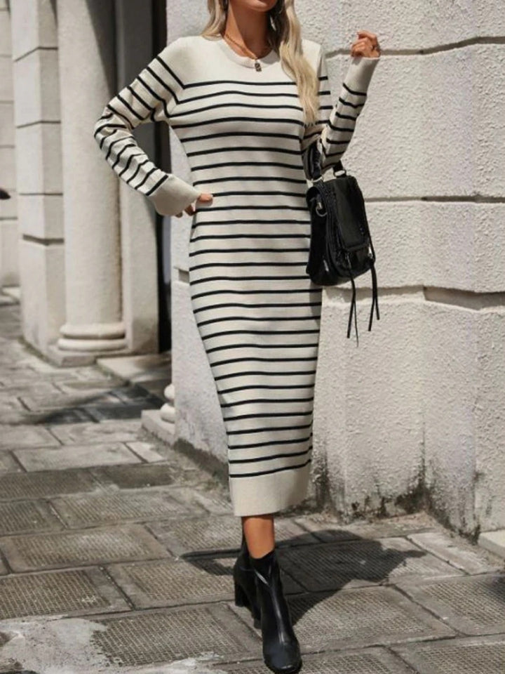 Comfysol Elegant Long Striped Knitted Dress