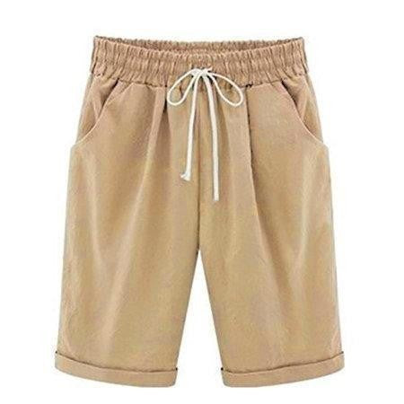 Comfysol Women's Casual Vacation Loose Cotton Shorts with Pockets
