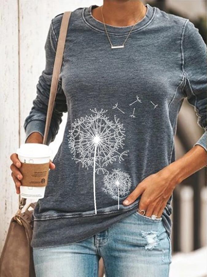 Comfysol Long Sleeve Casual Shift Plant T-shirt