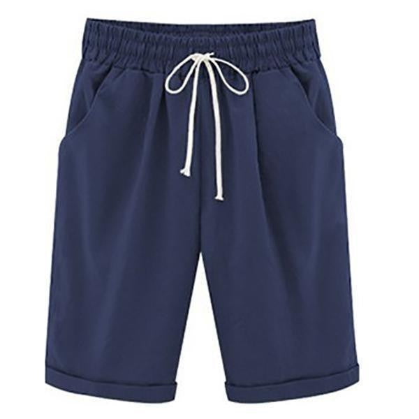 Comfysol Women's Casual Vacation Loose Cotton Shorts with Pockets