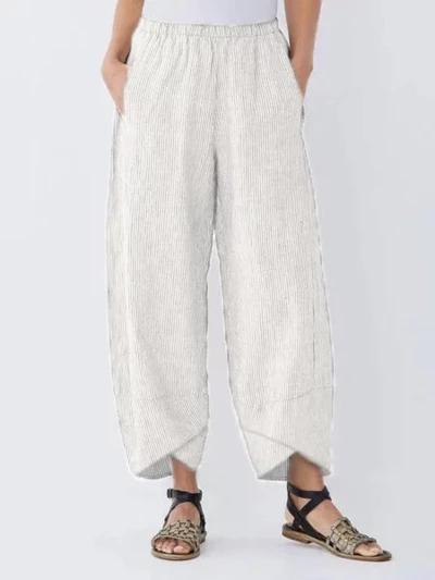 Comfysol Summer Pockets Striped Casual Capri Pants