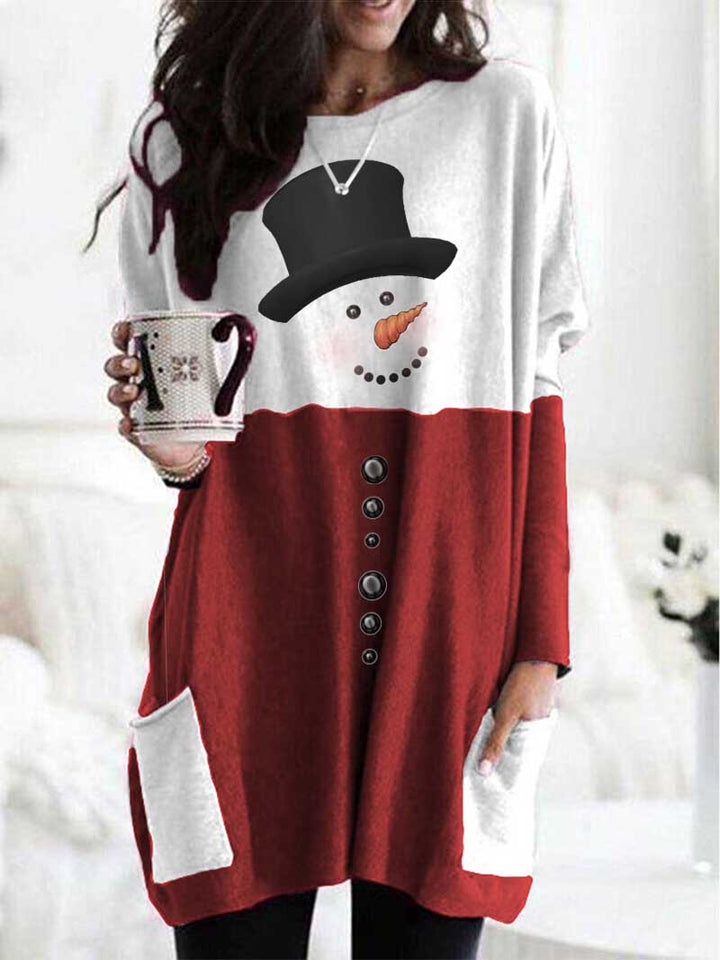 Comfysol Women's Snowman Print Long Sleeve T-shirt