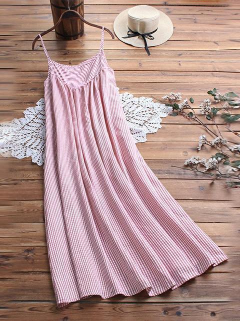 Comfysol Short Sleeve Round Neck Plaid Casual Summer Two Piece Maxi Dress