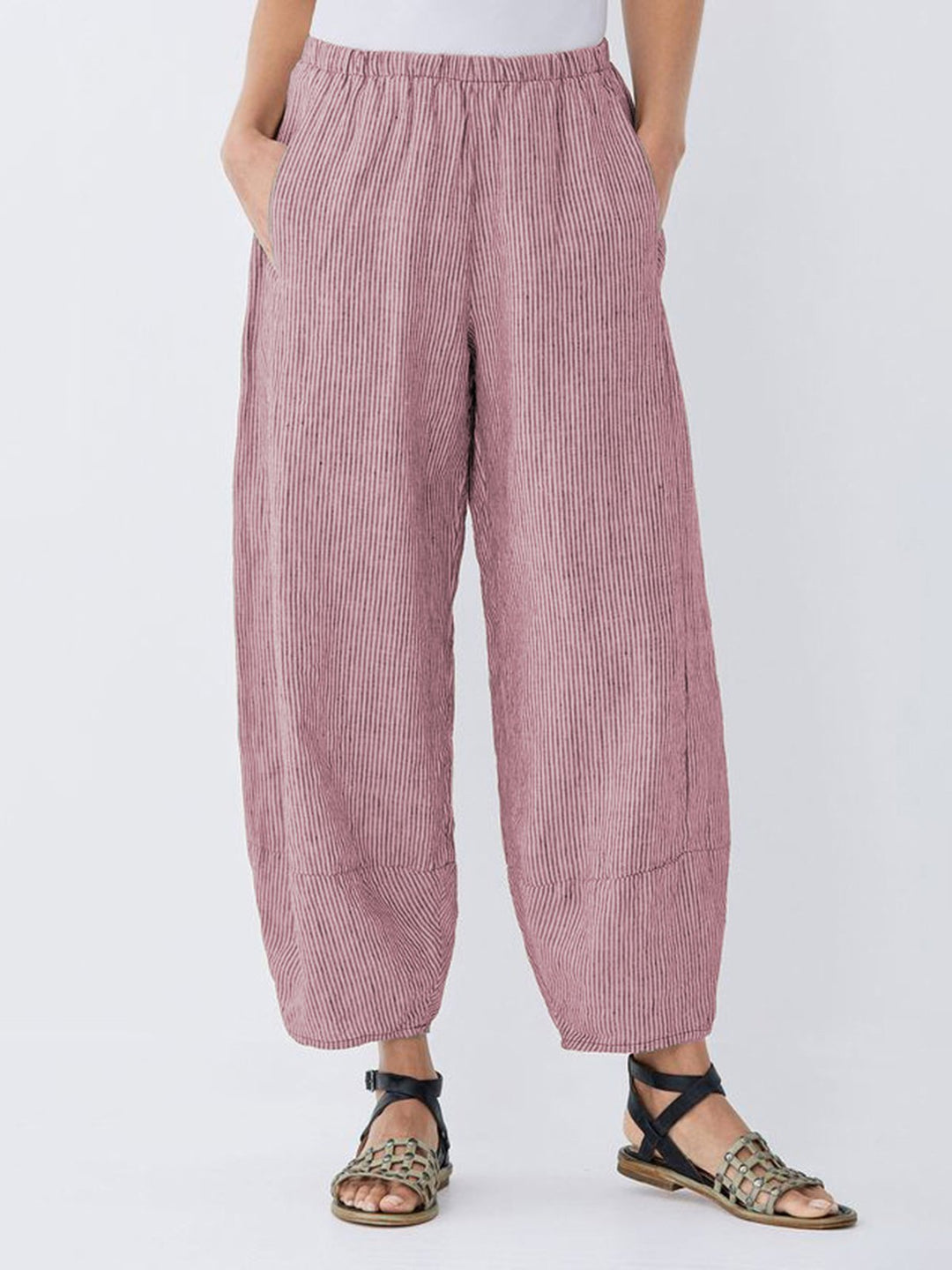 Comfysol Casual Pockets Striped Pants