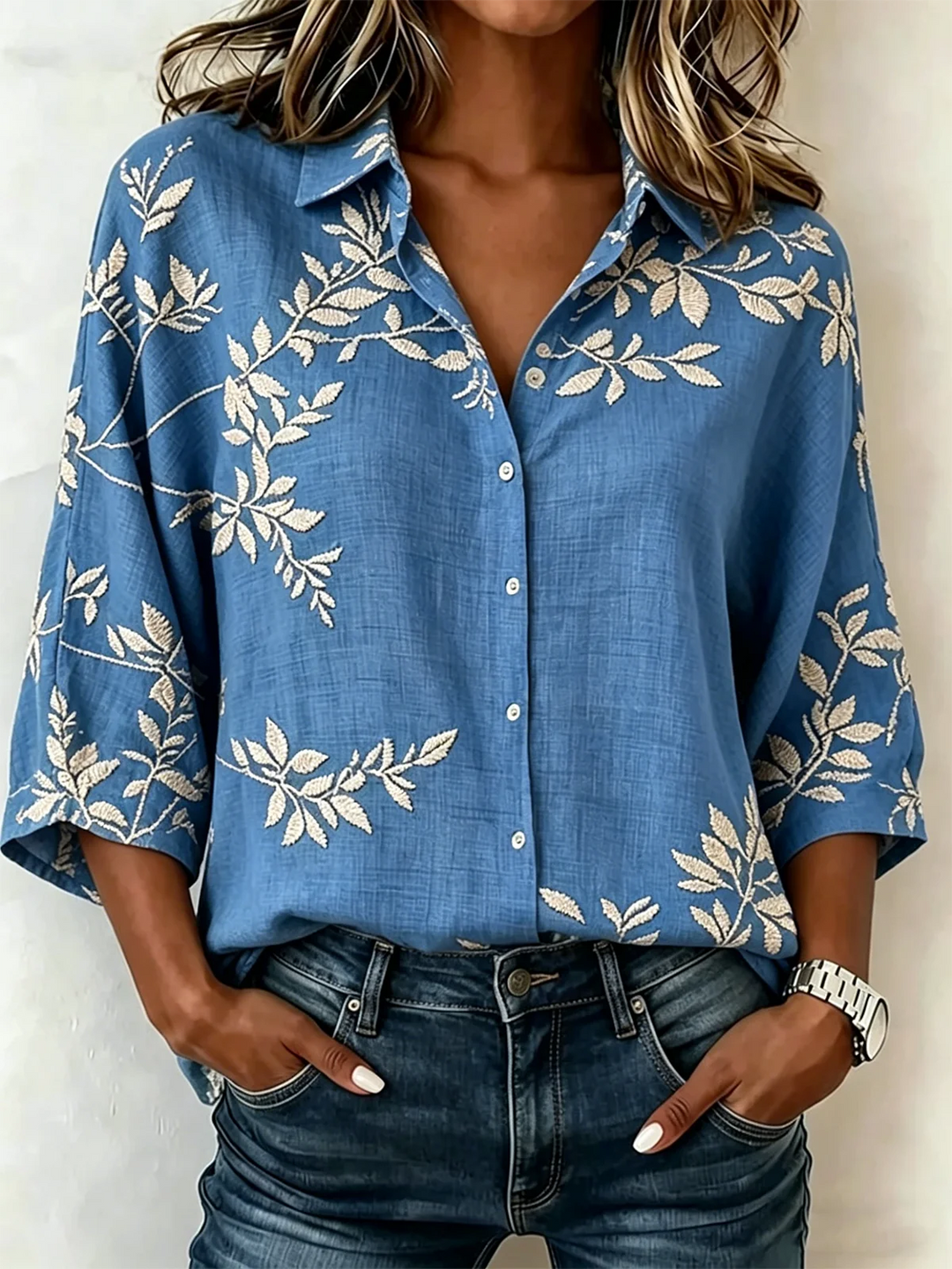 Loose Vintage Cotton And Linen Blouse