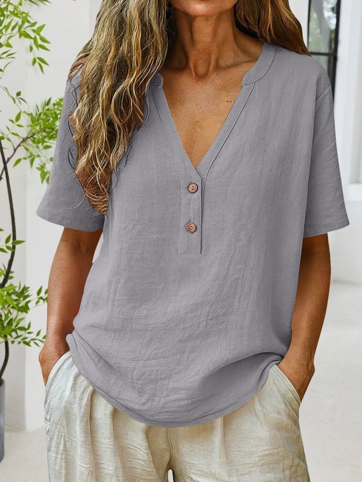 Everyday Casual Summer Plain V-Neck Top