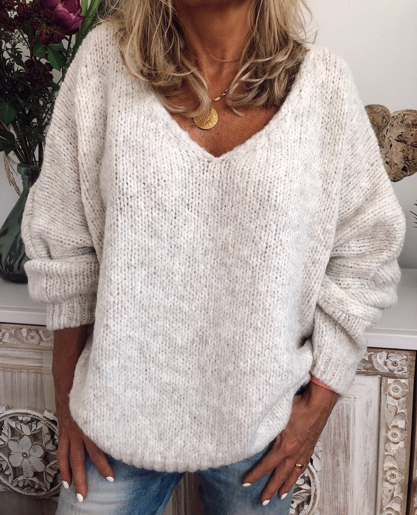 Comfysol Solid Color Elegant Long Sleeve Sweater