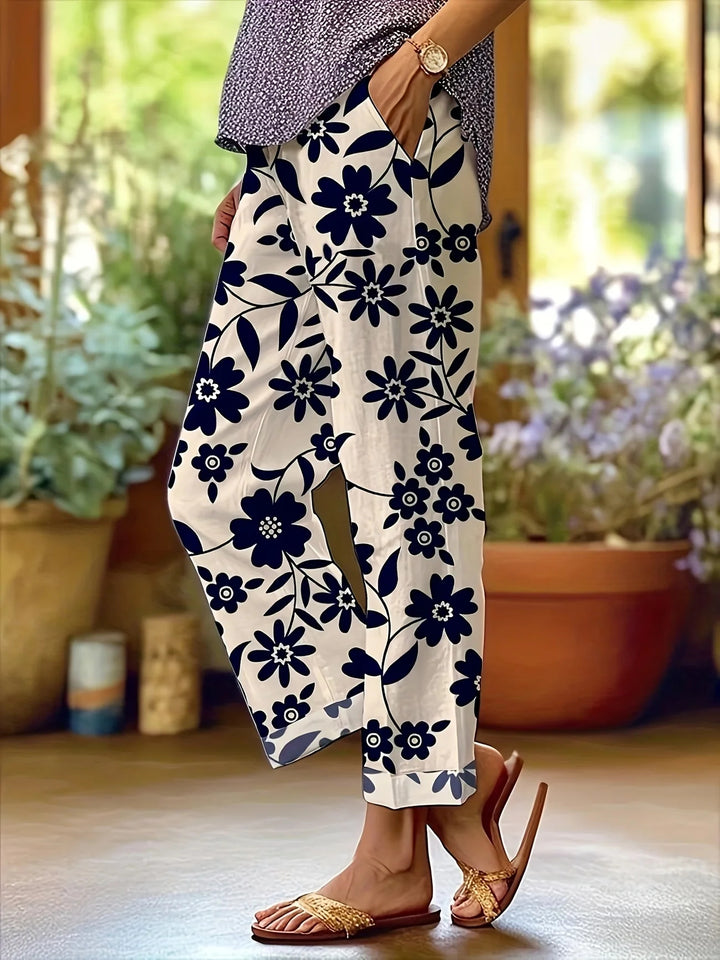 Women Floral Long Pants Casual Spring/Fall Trousers