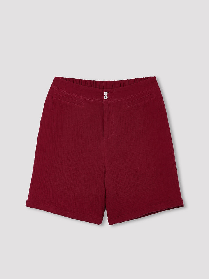 Comfysol Solid Color Summer Casual Shorts With Buttons