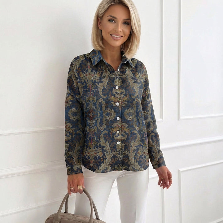 Navy Collared Long Sleeve Shirt