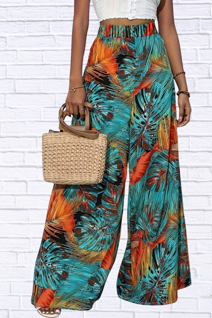 Tropical Wide Leg Pants for Women | Flowy Chic Summer Pants