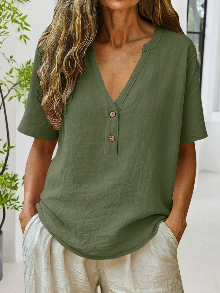 Everyday Casual Summer Plain V-Neck Top