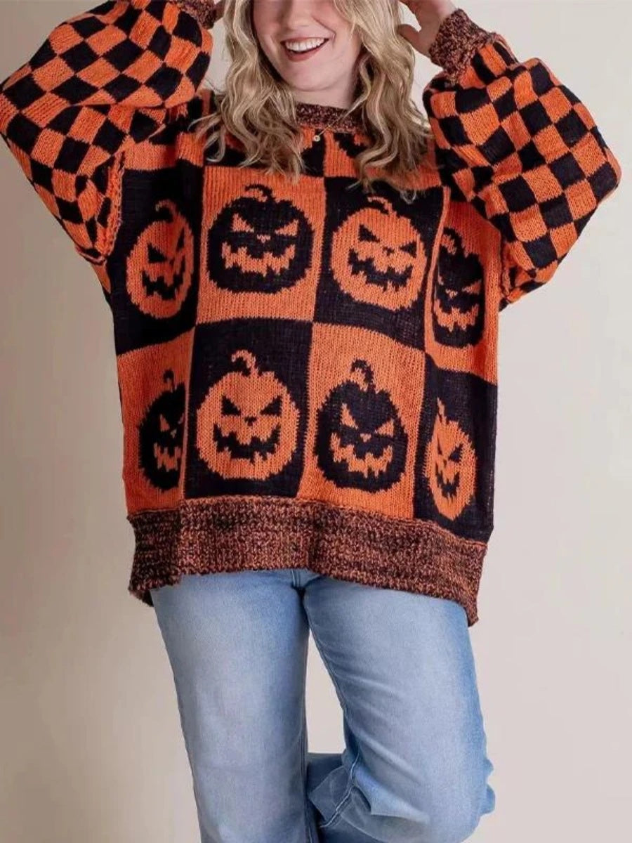 Comfysol Women's Round-neck Halloween Loose Knitted Sweater