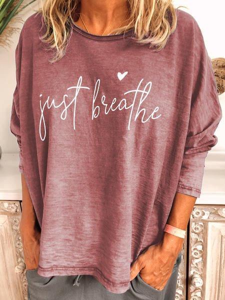 Comfysol Casual Crew Neck Long Sleeve Letter Printed Blouse