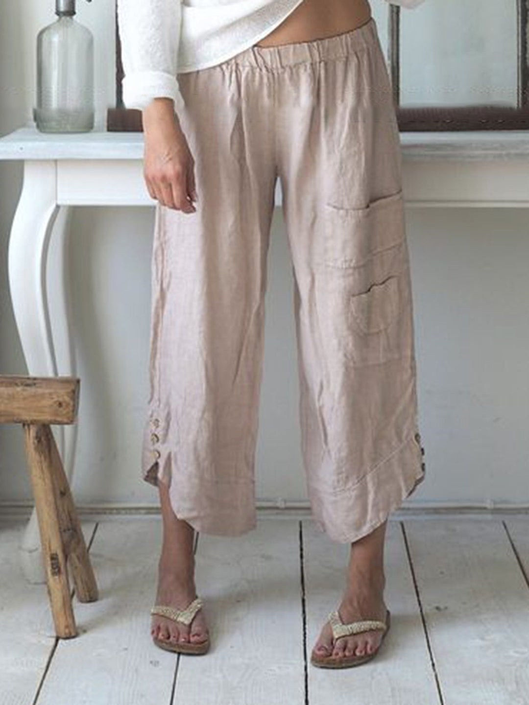 Comfysol Casual Cotton Solid Color Pants