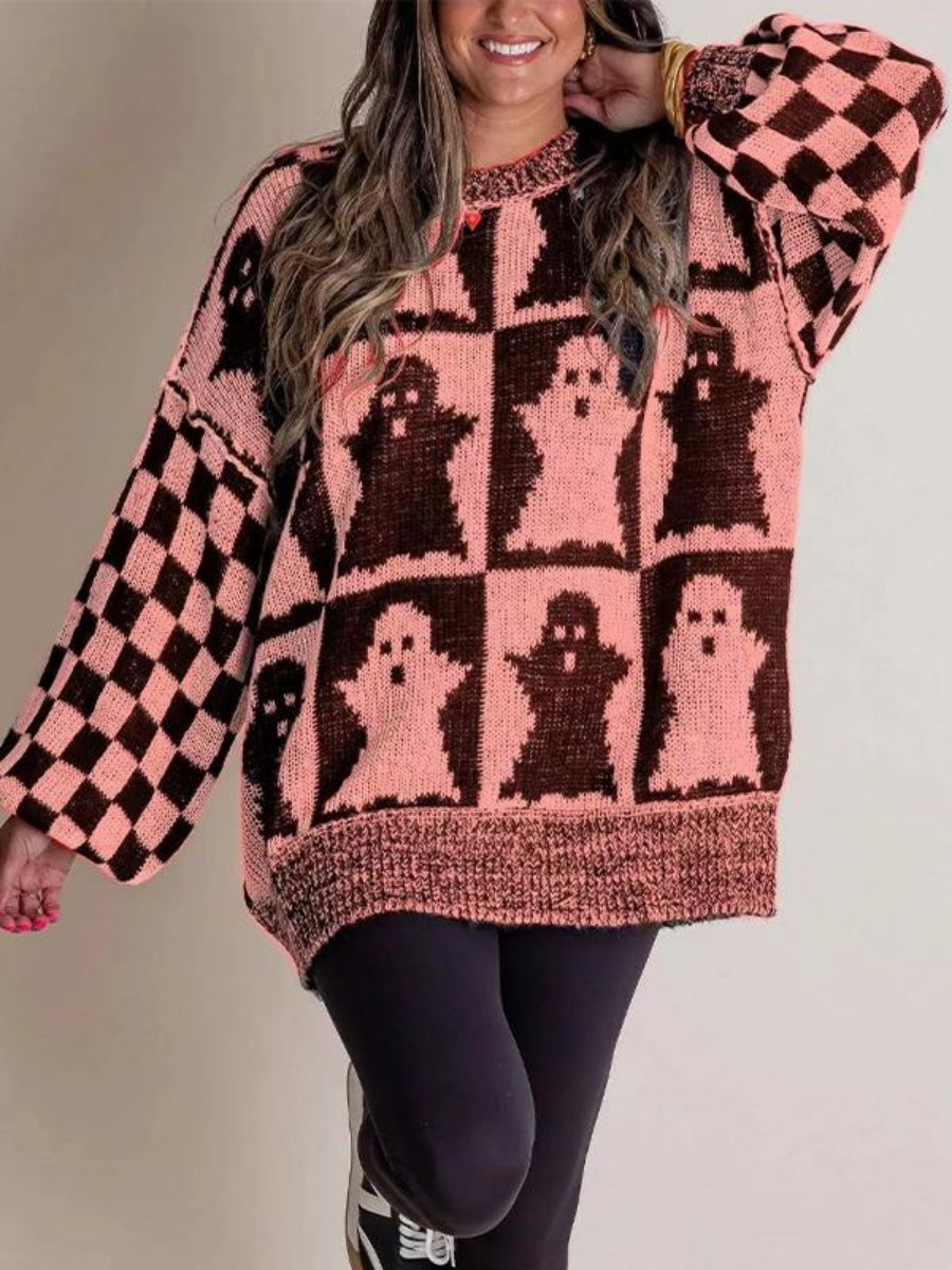 Comfysol Women's Round-neck Halloween Loose Knitted Sweater