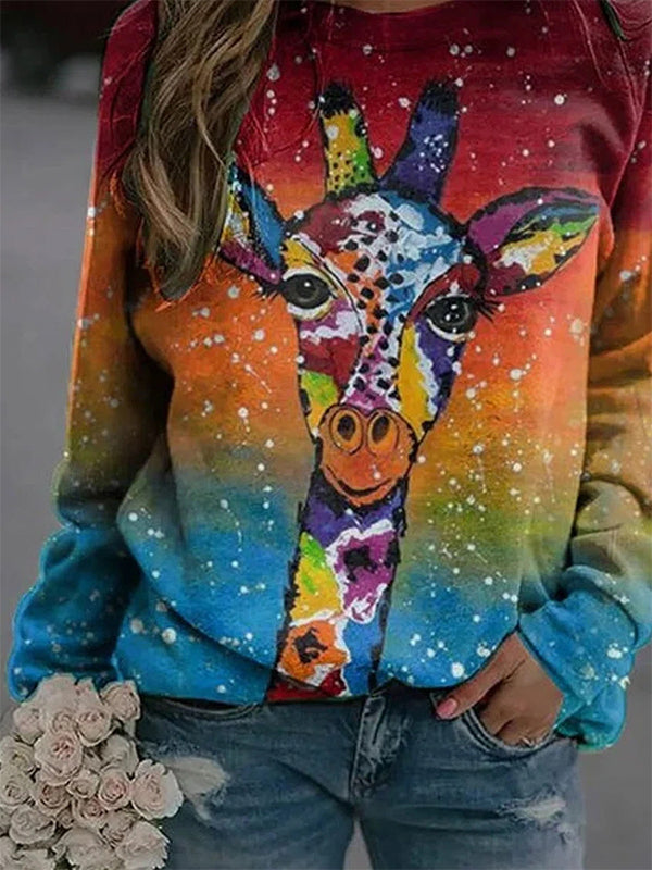 Comfysol Multi Casual Round Neck Long Sleeve Zebra Printed Sweatshirts