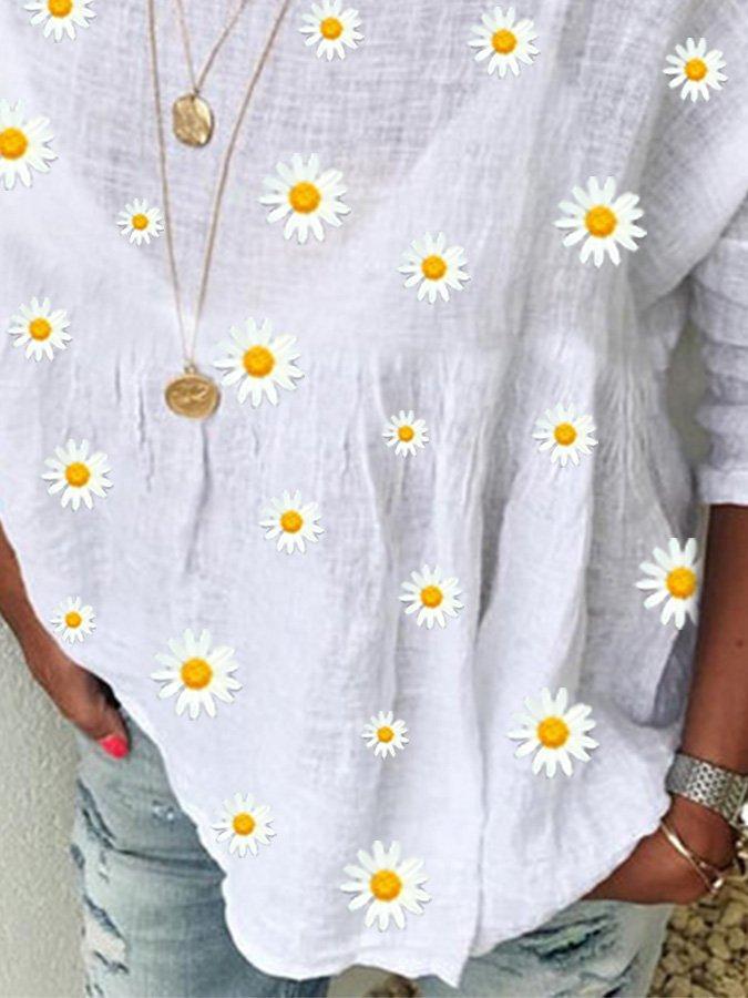 Comfysol Crew Neck Floral Shift Casual Blouse