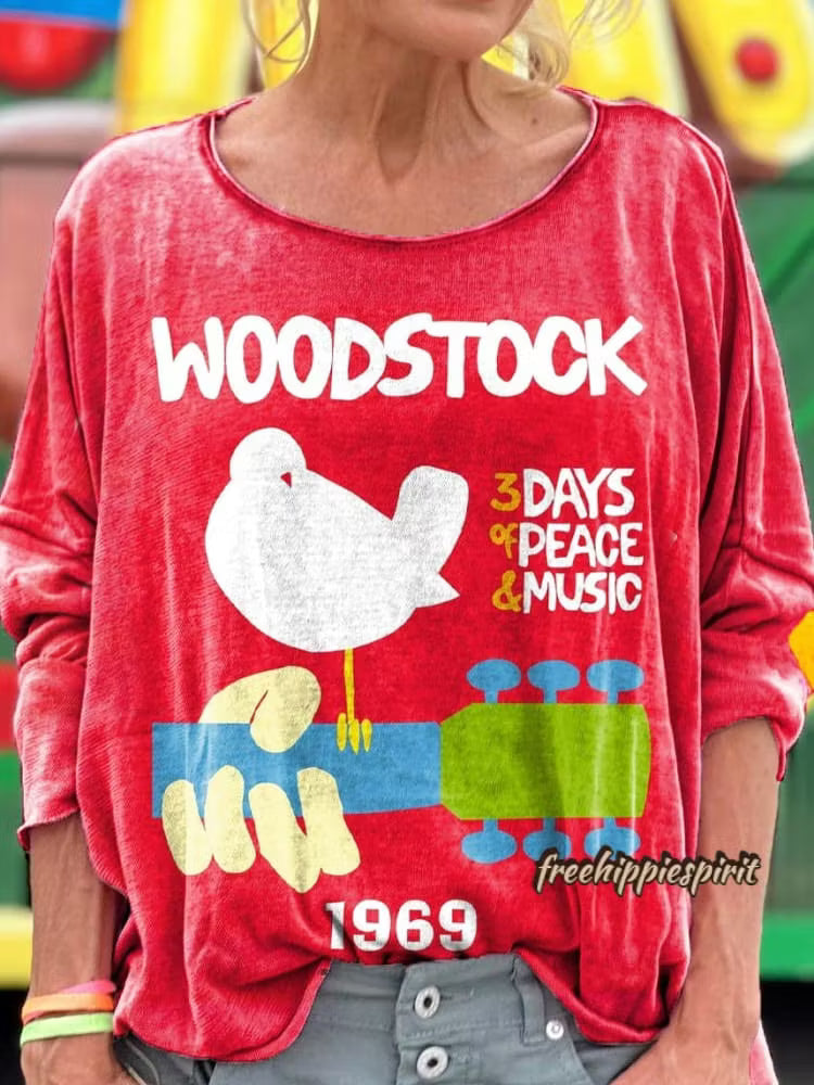 Women's Woodstock 1969 Print Long Sleeve Top