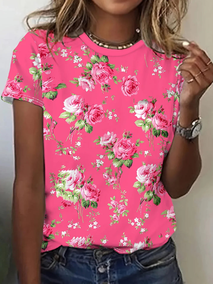 Women's Short Sleeve Tee T-shirt Summer Abstract Crew Neck Casual Top