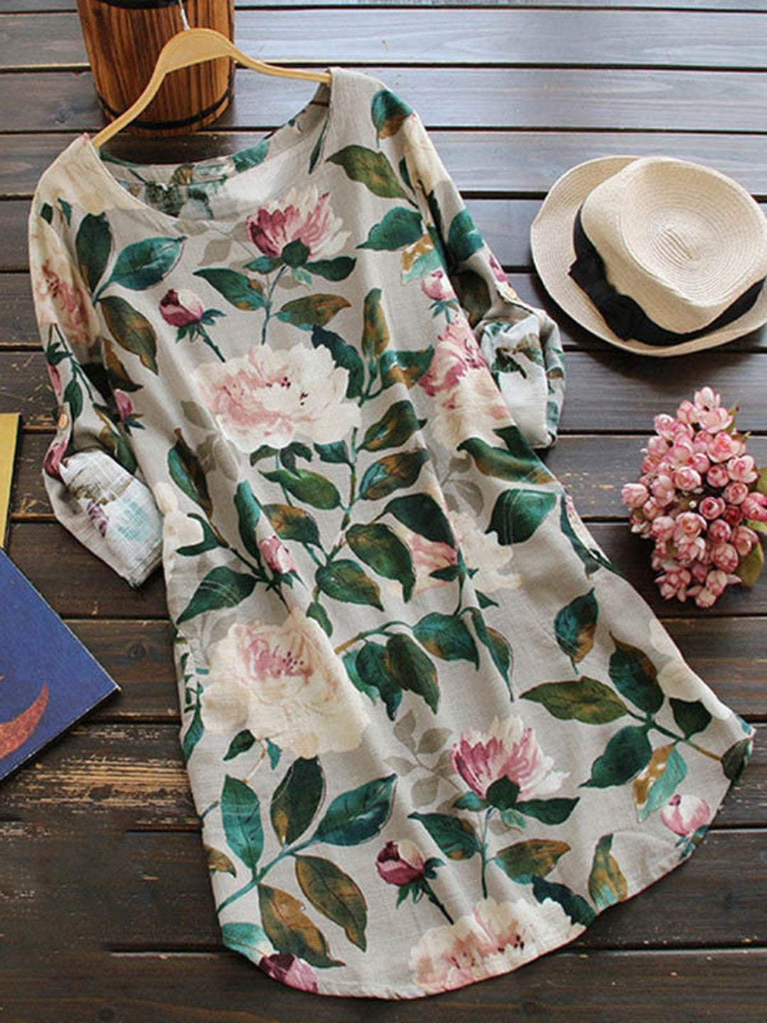 Comfysol Daily Long Sleeve Casual Floral Print Casual Dress
