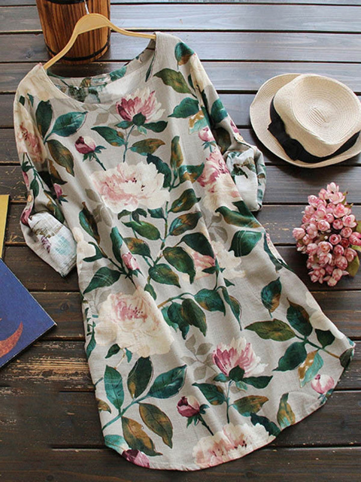 Comfysol Daily Long Sleeve Casual Floral Print Casual Dress