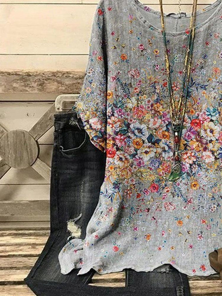 Comfysol Irregular Print Short Sleeve Blouse