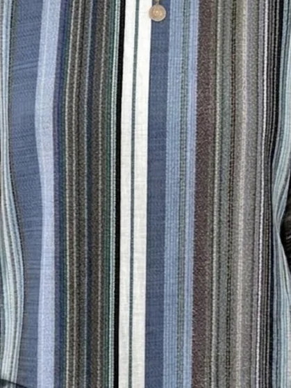 Women's Summer Loose Fit Round Neck Blue Striped T-shirt