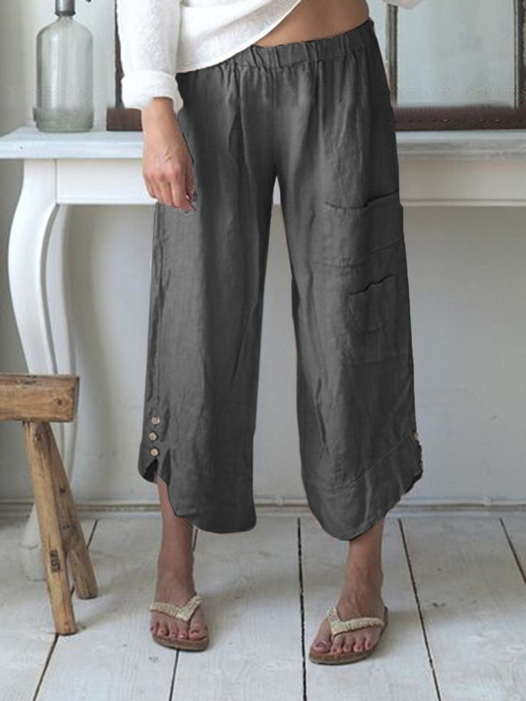 Comfysol Casual Cotton Solid Color Pants