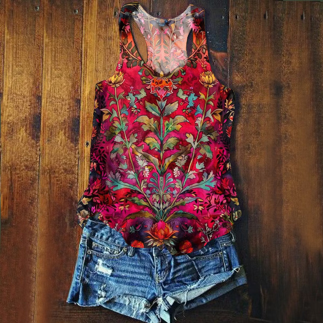 Women's Vintage Floral Art Print Tank Top