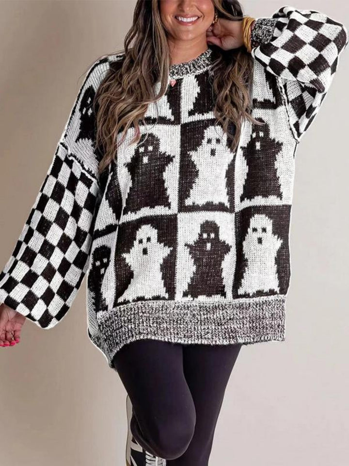Comfysol Women's Round-neck Halloween Loose Knitted Sweater