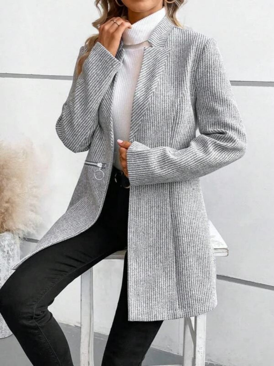 Comfysol Grey Plain Pocket Long Sleeve Outerwear