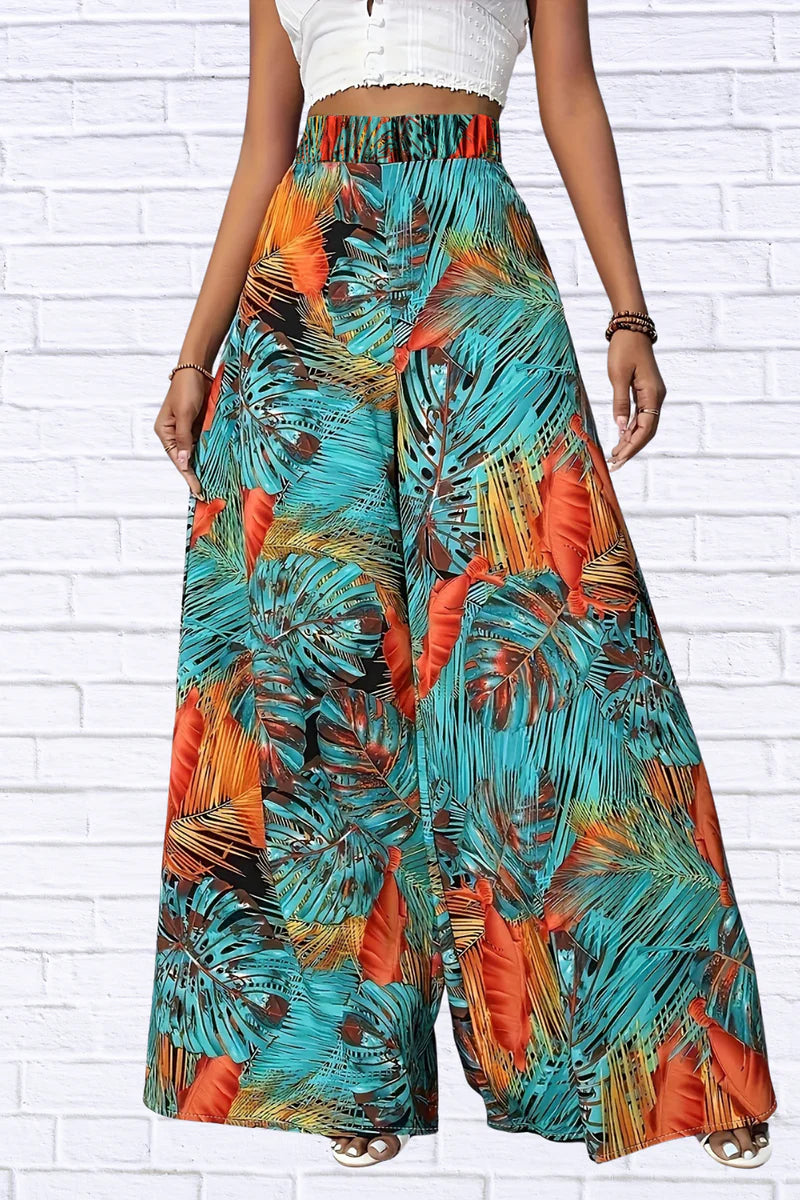 Tropical Wide Leg Pants for Women | Flowy Chic Summer Pants
