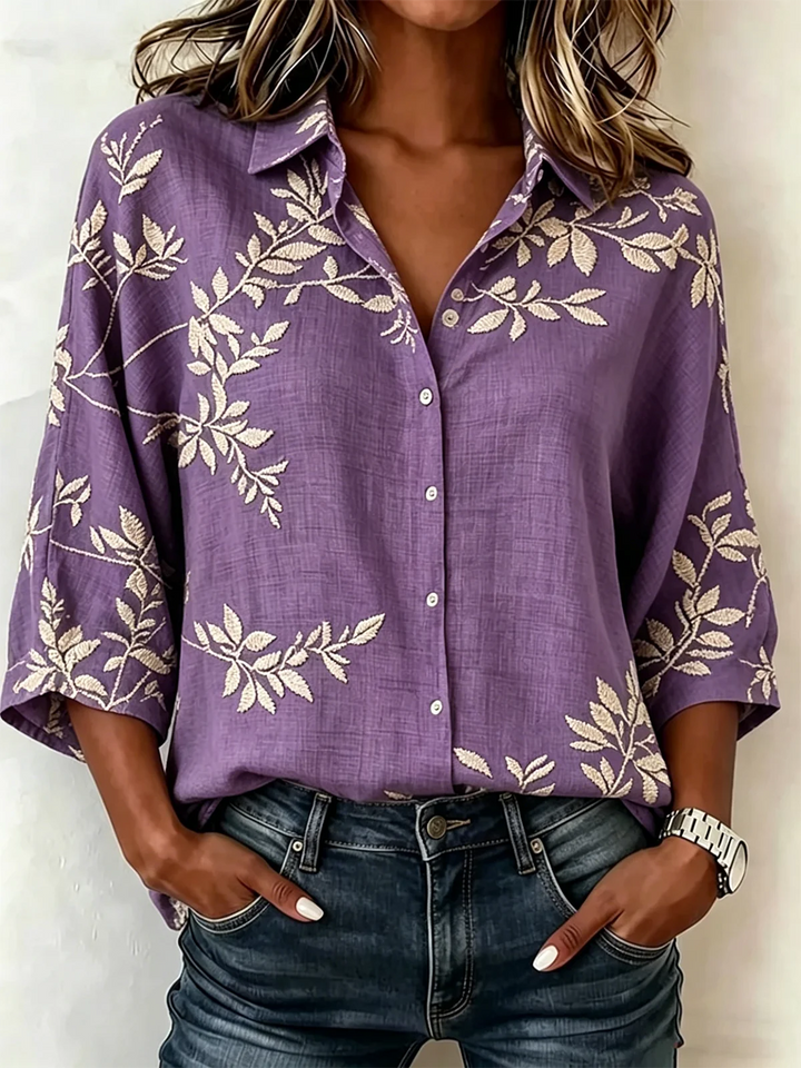 Loose Vintage Cotton And Linen Blouse