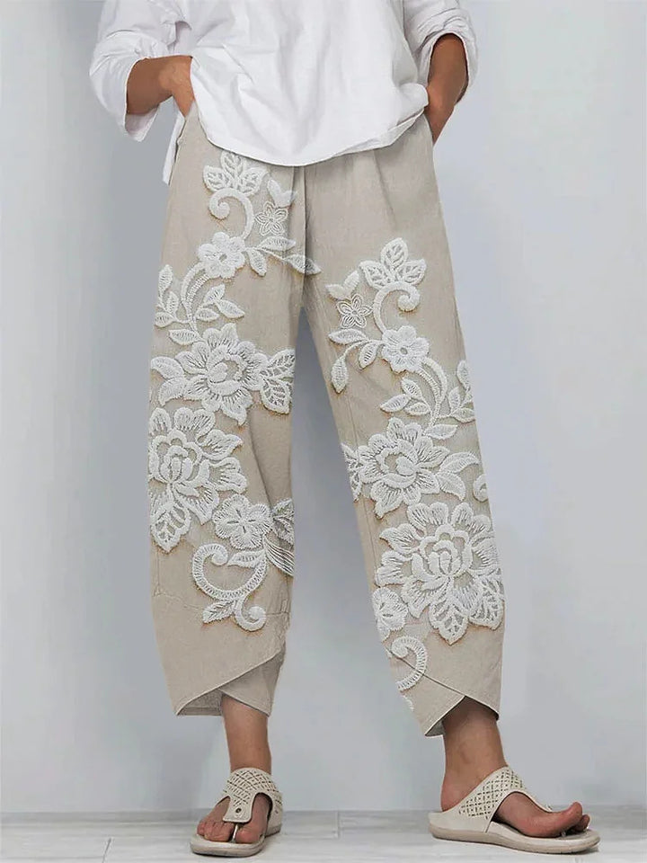 Women Floral Capris Pant Casual Summer Trousers