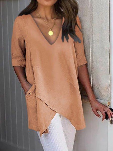Comfysol Half Sleeve Irregular Asymmetrical Casual Blouse