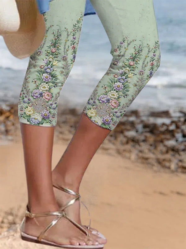 Comfysol Aqua Casual Floral Printed Legggings