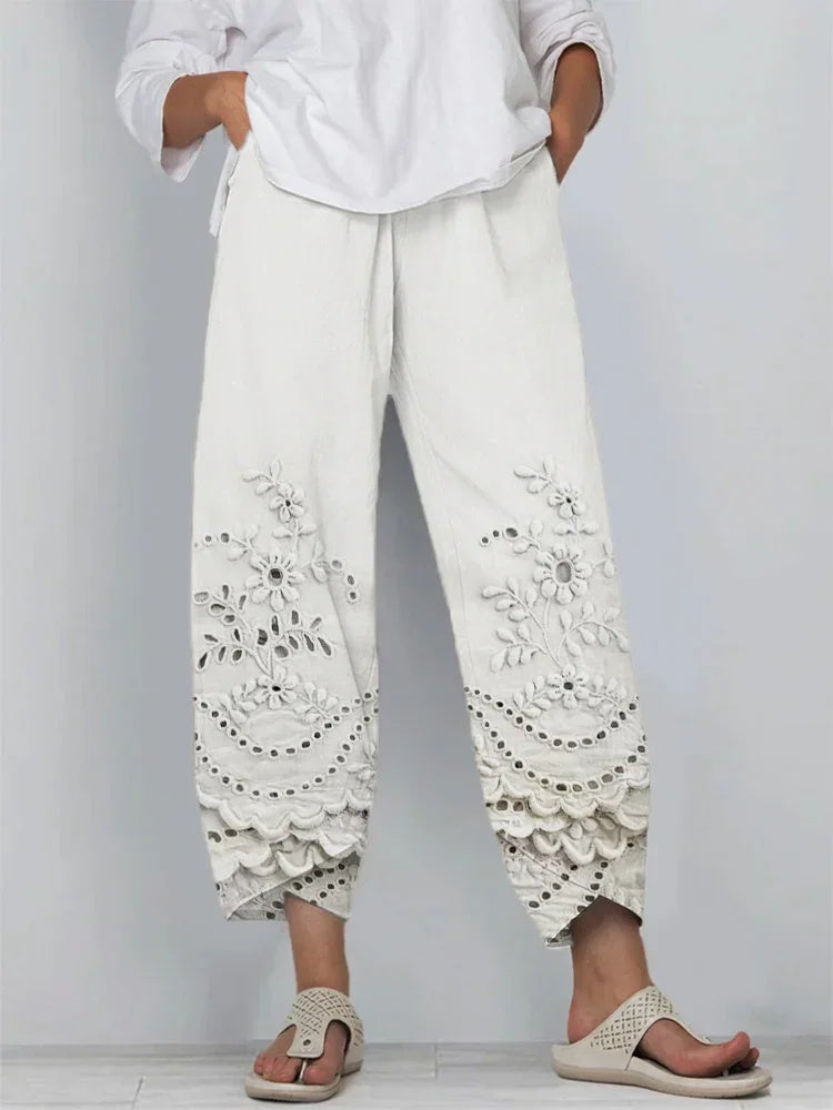 Women Floral Capris Pant Casual Summer Trousers